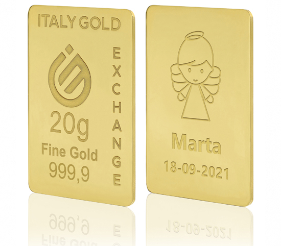 Lingotto Oro 24Kt da 20 gr. per Battesimo  Italy Gold Exchange